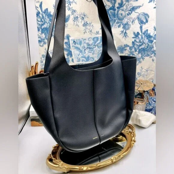 🆕 OROTON 🧿 NWOT Emilia Tote Bag, Navy Blue Leather - Picture 2 of 13